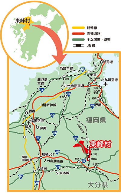 東峰村の地図